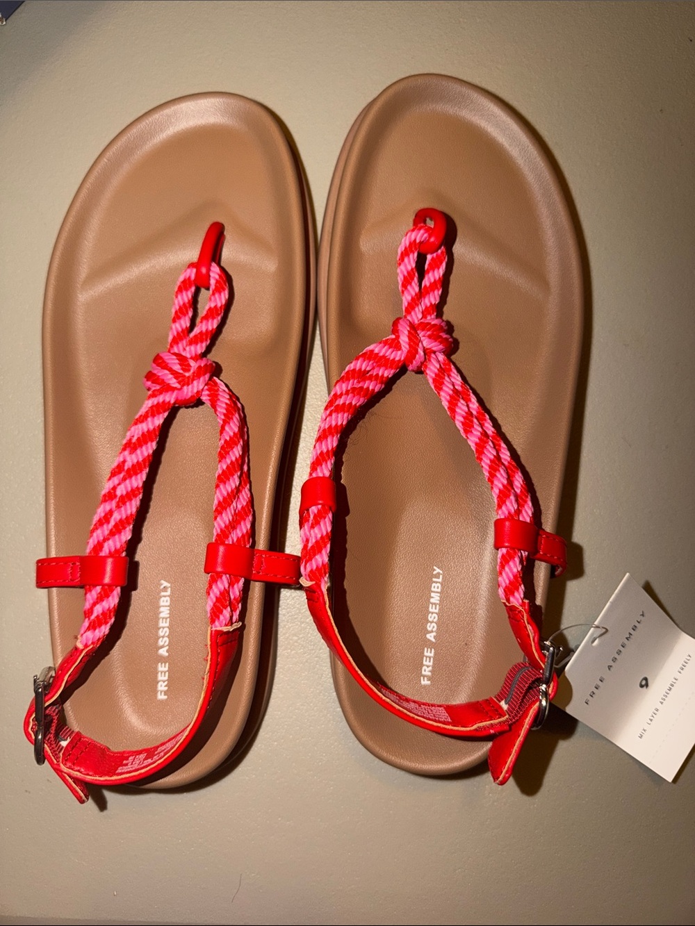 Free Assembly Women's Braided Red Rope Sandals